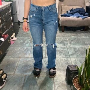 SHEIN high waisted, medium wash, wide legged jeans. BRAND NEW.
